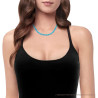 COLLANA FILO PERLE MM 8 COLORE TURCHESE IN ACCIAIO