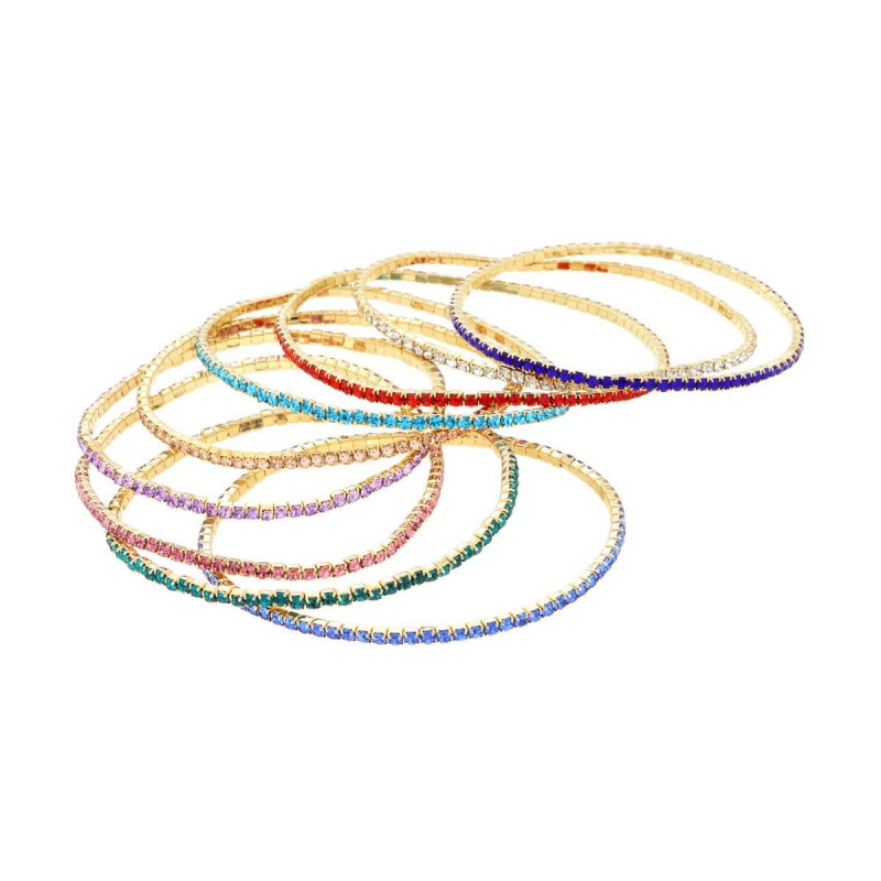 BRACCIALI TENNIS ELASTICO CON CRYSTAL COLORI ASSORTITI IN RAME COLORE ORO