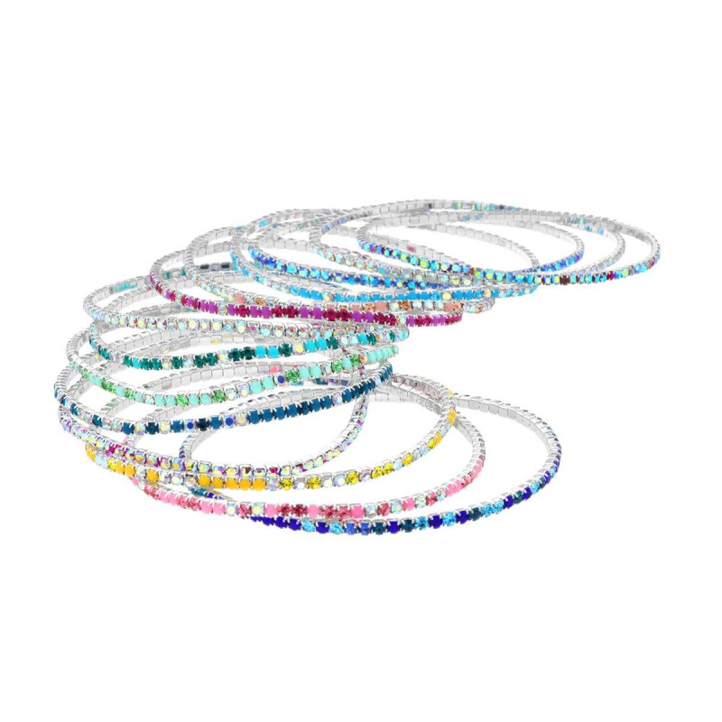 BRACCIALI TENNIS ELASTICO CON CRYSTAL BOREALI COLORI ASSORTITI IN RAME COLORE ACCIAIO