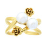 ANELLO FILO CON PERLE BIANCHE E ROSE IN ACCIAIO COLORE ORO