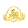 ANELLO PALLINATO CON QUADRIFOGLIO E CRYSTAL VERDE IN ACCIAIO COLORE ORO