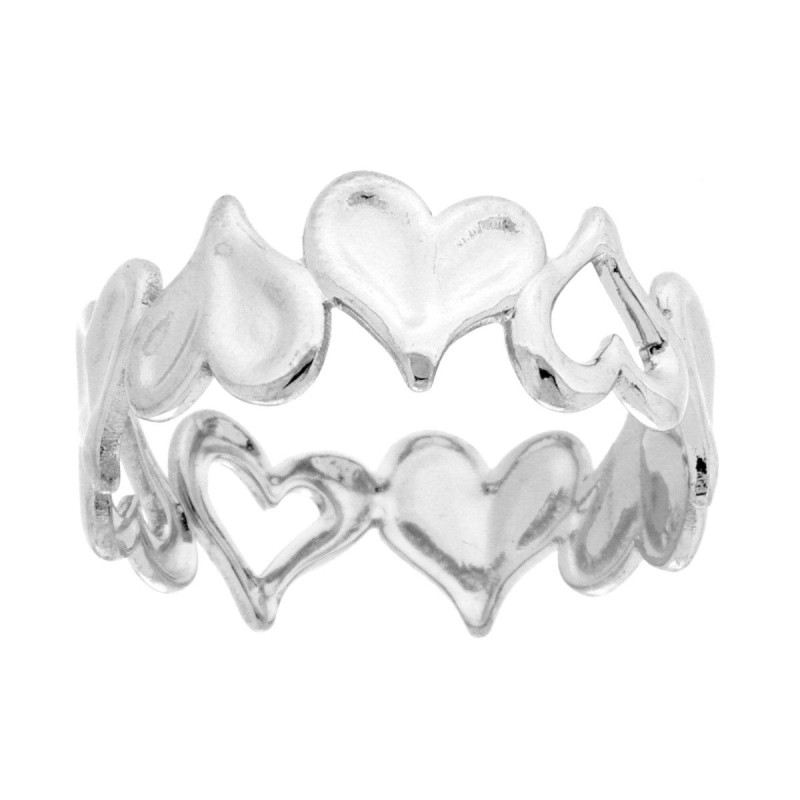 ANELLO FASCIA CUORI IN ACCIAIO