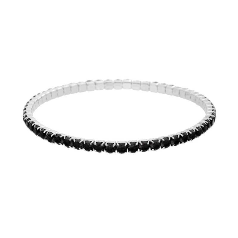 BRACCIALE TENNIS ELASTICO CON CRYSTAL COLORE NERO M 3 IN ACCIAIO