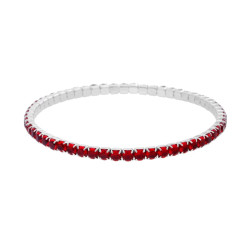 BRACCIALE TENNIS ELASTICO CON CRYSTAL COLORE ROSSO RUBINO M 3 IN ACCIAIO