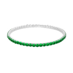 BRACCIALE TENNIS ELASTICO CON CRYSTAL COLORE VERDE SMERALDO M 3 IN ACCIAIO