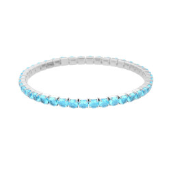 BRACCIALE TENNIS ELASTICO CON CRYSTAL ACQUAMARINA MM 4 IN ACCIAIO