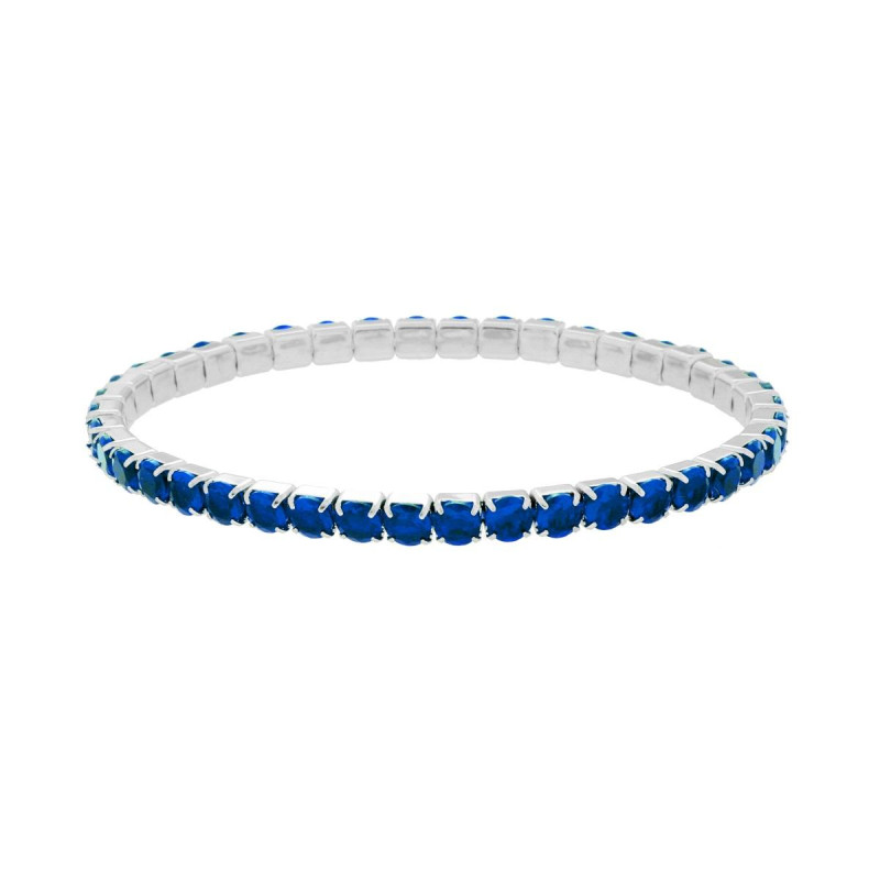 BRACCIALE TENNIS ELASTICO CON CRYSTAL BLU ZAFFIRO MM 4 IN ACCIAIO