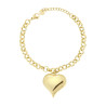 BRACCIALE CATENA ROLO CON CUORE BOMBATO IN ACCIAIO COLORE ORO
