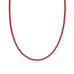 COLLANA FILO PERLE MM 3 COLORE ROSSO CORALLO IN ACCIAIO
