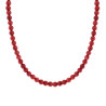 COLLANA FILO PERLE MM 7 COLORE ROSSO CORALLO IN ACCIAIO