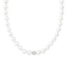 COLLANA FILO PERLE MM 12 CON SFERA CENTRALE CRYSTAL BIANCHI IN ACCIAIO