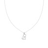 COLLANA CATENA FORZATINA DIAMANTATA CON GATTO CUORE E CRYSTAL BIANCHI IN ACCIAIO