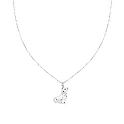 COLLANA CATENA FORZATINA DIAMANTATA CON CANE CON PUNTO LUCE CUORE E CRYSTAL BIANCHI IN ACCIAIO