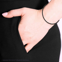 BRACCIALE TENNIS GRIFFE CM 16-18 CON CRYSTAL MM 3 NERI REGOLABILE IN ACCIAIO