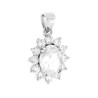 PARURE SET ORECCHINI E CIONDOLO OVALE CUBIC BIANCO CONTORNATO DA CUBIC ZIRCONIA BIANCHI IN ARGENTO 925 GALVANICA RODIO