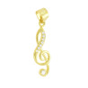 PARURE SET ORECCHINI E CIONDOLO CHIAVE MUSICALE DI VIOLINO CON CUBIC ZIRCONIA BIANCHI IN ARGENTO 925 GALVANICA ORO