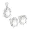PARURE SET ORECCHINI E CIONDOLO OVALE CUBIC ZIRCONIA BIANCO CONTORNATO DA CUBIC ZIRCONIA BIANCHI IN ARGENTO 925 GALVANICA RODIO