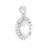 PARURE SET ORECCHINI E CIONDOLO OVALE CUBIC ZIRCONIA BIANCO CONTORNATO DA CUBIC ZIRCONIA BIANCHI IN ARGENTO 925 GALVANICA RODIO