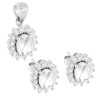 PARURE SET ORECCHINI E CIONDOLO OVALE CUBIC ZIRCONIA BIANCO CONTORNATO DA CUBIC ZIRCONIA BIANCHI IN ARGENTO 925 GALVANICA RODIO