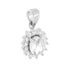 PARURE SET ORECCHINI E CIONDOLO OVALE CUBIC ZIRCONIA BIANCO CONTORNATO DA CUBIC ZIRCONIA BIANCHI IN ARGENTO 925 GALVANICA RODIO