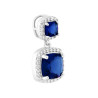 PARURE SET ORECCHINI E CIONDOLO QUADRATO BLU ZAFFIRO CONTORNATO DA CUBIC ZIRCONIA BIANCHI IN ARGENTO 925 GALVANICA RODIO