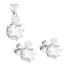PARURE SET ORECCHINI E CIONDOLO CUORE E PUNTO LUCE CUBIC ZIRCONIA BIANCHI IN ARGENTO 925 GALVANICA RODIO