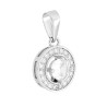 PARURE SET ORECCHINI E CIONDOLO TONDO BIANCO CONTORNATO DA CUBIC ZIRCONIA BIANCHI IN ARGENTO 925 GALVANICA RODIO