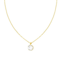 COLLANA CATENA FORZATINA DIAMANTATA CON PUNTO LUCE E CRYSTAL BIANCHI IN ACCIAIO E OTTONE COLORE ORO