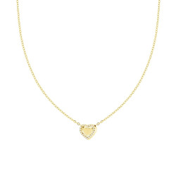 COLLANA CATENA FORZATINA DIAMANTATA CON DOPPIO CUORE E CRYSTAL BIANCHI IN ACCIAIO COLORE ORO