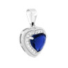 PARURE SET ORECCHINI E CIONDOLO CUORE BLU ZAFFIRO CONTORNATO DA CUBIC ZIRCONIA BIANCHI IN ARGENTO 925 GALVANICA RODIO