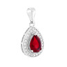 PARURE SET ORECCHINI E CIONDOLO GOCCIA ROSSO RUBINO CONTORNATO DA CUBIC ZIRCONIA BIANCHI IN ARGENTO 925 GALVANICA RODIO