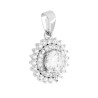 PARURE SET ORECCHINI E CIONDOLO TONDO BIANCO CONTORNATO DA CUBIC ZIRCONIA BIANCHI IN ARGENTO 925 GALVANICA RODIO