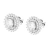 PARURE SET ORECCHINI E CIONDOLO TONDO BIANCO CONTORNATO DA CUBIC ZIRCONIA BIANCHI IN ARGENTO 925 GALVANICA RODIO