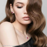PARURE SET ORECCHINI E CIONDOLO TONDO ROSSO RUBINO CONTORNATO DA CUBIC ZIRCONIA BIANCHI IN ARGENTO 925 GALVANICA RODIO