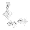PARURE SET ORECCHINI E CIONDOLO STELLA CON CUBIC ZIRCONIA BIANCHI IN ARGENTO 925 GALVANICA RODIO