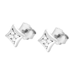 PARURE SET ORECCHINI E CIONDOLO STELLA CON CUBIC ZIRCONIA BIANCHI IN ARGENTO 925 GALVANICA RODIO