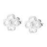 PARURE SET ORECCHINI E CIONDOLO QUADRIFOGLIO CON CUBIC ZIRCONIA BIANCHI IN ARGENTO 925 GALVANICA RODIO
