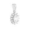 PARURE SET ORECCHINI E CIONDOLO OVALE BIANCO CONTORNATO DA CUBIC ZIRCONIA BIANCHI IN ARGENTO 925 GALVANICA RODIO