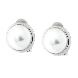 ORECCHINI CLIP PERLA IN ARGENTO 925 GALVANICA RODIO