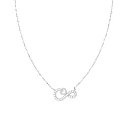 COLLANA CATENA FORZATINA DIAMANTATA INFINITO CUORE CON CUBIC ZIRCONIA BIANCHI IN ARGENTO 925 GALVANICA RODIO