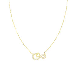 COLLANA CATENA FORZATINA DIAMANTATA INFINITO CUORE CON CUBIC ZIRCONIA BIANCHI IN ARGENTO 925 GALVANICA ORO