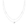 COLLANA DUE FILI CATENA VENEZIANA DIAMANTATA E CODA DI TOPO CON CUORE E PERLA CENTRALI IN ARGENTO 925 GALVANICA RODIO