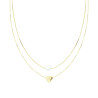 COLLANA DUE FILI CATENA VENEZIANA DIAMANTATA E CODA DI TOPO CON CUORE E PERLA CENTRALI IN ARGENTO 925 GALVANICA ORO