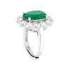 ANELLO OVALE VERDE SMERALDO CONTORNATO DA CUBIC ZIRCONIA BIANCHI IN ARGENTO 925 GALVANICA RODIO