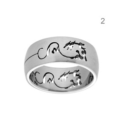 ANELLO FASCIA CON DECORO TRAFORATO DRAGO O GECO IN ACCIAIO
