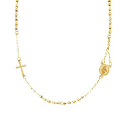 COLLANA ROSARIO GIROCOLLO CM 50 CON PALLINE MM 3 IN ACCIAIO COLORE ORO