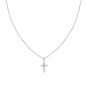COLLANA CATENA FORZATINA DIAMANTATA E CROCE CON CRYSTAL BIANCHI IN ACCIAIO
