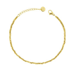 BRACCIALE CATENA CON PALLINE DIAMANTATE MM 2,5 IN ACCIAIO COLORE ORO