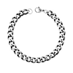 BRACCIALE UOMO CATENA GRUMETTA MM 7.5 IN ACCIAIO COLORE BRUNITO