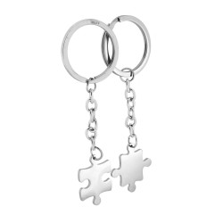 PORTACHIAVI DOPPIO UOMO DONNA AD ANELLO PUZZLE IN ACCIAIO